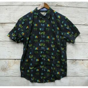 Straight Faded Shirt Mens Size Large Navy Blue Surfing Slim Fit Shirt New